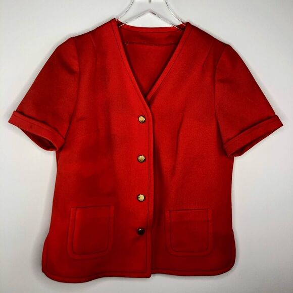 Orange Button Down Blouse L EUC Vintage - Picture 1 of 6